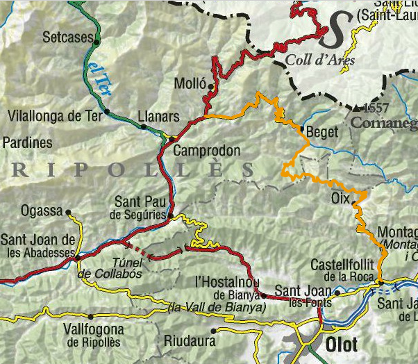 Mapa situación carretera Oix-Beget-Rocabruna