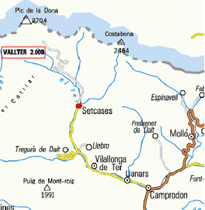 Mapa situacin asecensin a Vallter 2000